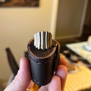 Vtg Sterling Silver Gpt Ruffled Concave Scalloped Tapered Band Ring.